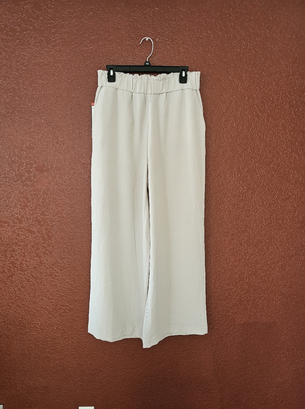 Hilary Radley Oatmeal Wide Leg Pull-On Pants